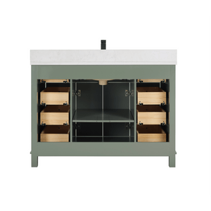 Legion Furniture WS2515-48-PG 48" PEWTER GREEN FINISH SOLID WOOD SINK VANITY  WITH 1' ARTIFICIAL STONE TOP