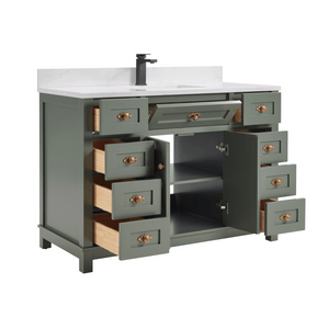 Legion Furniture WS2515-48-PG 48" PEWTER GREEN FINISH SOLID WOOD SINK VANITY  WITH 1' ARTIFICIAL STONE TOP