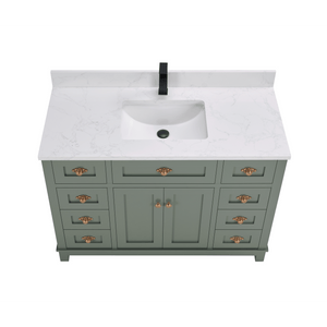 Legion Furniture WS2515-48-PG 48" PEWTER GREEN FINISH SOLID WOOD SINK VANITY  WITH 1' ARTIFICIAL STONE TOP