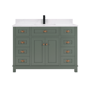 Legion Furniture WS2515-48-PG 48" PEWTER GREEN FINISH SOLID WOOD SINK VANITY  WITH 1' ARTIFICIAL STONE TOP