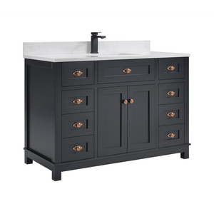 Legion Furniture WS2515-48-TB 48" TRICORN BLACK FINISH SOLID WOOD SINK VANITY  WITH 1' ARTIFICIAL STONE TOP