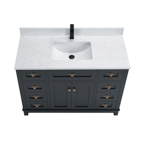 Legion Furniture WS2515-48-TB 48" TRICORN BLACK FINISH SOLID WOOD SINK VANITY  WITH 1' ARTIFICIAL STONE TOP