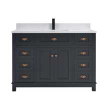 Load image into Gallery viewer, Legion Furniture WS2515-48-TB 48&quot; TRICORN BLACK FINISH SOLID WOOD SINK VANITY  WITH 1&#39; ARTIFICIAL STONE TOP