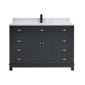 Legion Furniture WS2515-48-TB 48" TRICORN BLACK FINISH SOLID WOOD SINK VANITY  WITH 1' ARTIFICIAL STONE TOP