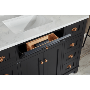 Legion Furniture WS2515-48-TB 48" TRICORN BLACK FINISH SOLID WOOD SINK VANITY  WITH 1' ARTIFICIAL STONE TOP