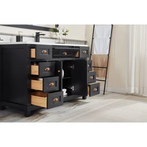 Legion Furniture WS2515-48-TB 48" TRICORN BLACK FINISH SOLID WOOD SINK VANITY  WITH 1' ARTIFICIAL STONE TOP