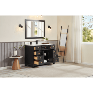 Legion Furniture WS2515-48-TB 48" TRICORN BLACK FINISH SOLID WOOD SINK VANITY  WITH 1' ARTIFICIAL STONE TOP