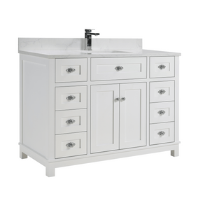 Legion Furniture WS2515-48-W 48" WHITE FINISH SOLID WOOD SINK VANITY WITH 1" ARTIFICIAL STONE TOP