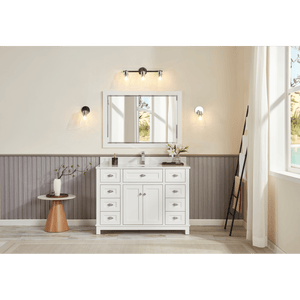 Legion Furniture WS2515-48-W 48" WHITE FINISH SOLID WOOD SINK VANITY WITH 1" ARTIFICIAL STONE TOP