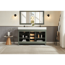 Load image into Gallery viewer, Legion Furniture WS2515-60-PG 60&quot; PEWTER GREEN FINISH SOLID WOOD SINK VANITY  WITH 1&#39; ARTIFICIAL STONE TOP