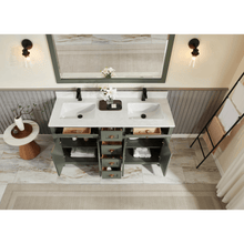Load image into Gallery viewer, Legion Furniture WS2515-60-PG 60&quot; PEWTER GREEN FINISH SOLID WOOD SINK VANITY  WITH 1&#39; ARTIFICIAL STONE TOP