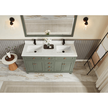 Load image into Gallery viewer, Legion Furniture WS2515-60-PG 60&quot; PEWTER GREEN FINISH SOLID WOOD SINK VANITY  WITH 1&#39; ARTIFICIAL STONE TOP