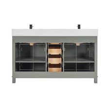 Load image into Gallery viewer, Legion Furniture WS2515-60-PG 60&quot; PEWTER GREEN FINISH SOLID WOOD SINK VANITY  WITH 1&#39; ARTIFICIAL STONE TOP