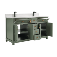 Load image into Gallery viewer, Legion Furniture WS2515-60-PG 60&quot; PEWTER GREEN FINISH SOLID WOOD SINK VANITY  WITH 1&#39; ARTIFICIAL STONE TOP