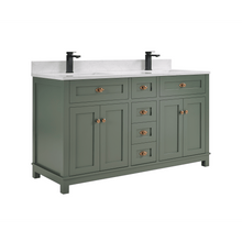 Load image into Gallery viewer, Legion Furniture WS2515-60-PG 60&quot; PEWTER GREEN FINISH SOLID WOOD SINK VANITY  WITH 1&#39; ARTIFICIAL STONE TOP