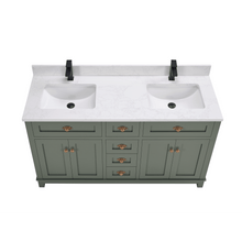 Load image into Gallery viewer, Legion Furniture WS2515-60-PG 60&quot; PEWTER GREEN FINISH SOLID WOOD SINK VANITY  WITH 1&#39; ARTIFICIAL STONE TOP
