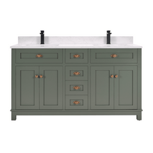 Load image into Gallery viewer, Legion Furniture WS2515-60-PG 60&quot; PEWTER GREEN FINISH SOLID WOOD SINK VANITY  WITH 1&#39; ARTIFICIAL STONE TOP