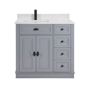 Legion Furniture WS2516-36-CD 36" CADET FINISH SOLID WOOD SINK VANITY  WITH 1' ARTIFICIAL STONE TOP