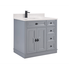 Load image into Gallery viewer, Legion Furniture WS2516-36-CD 36&quot; CADET FINISH SOLID WOOD SINK VANITY  WITH 1&#39; ARTIFICIAL STONE TOP