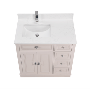 Legion Furniture WS2516-36-DW 36" DREAMY WHITE FINISH SOLID WOOD SINK VANITY  WITH 1' ARTIFICIAL STONE TOP