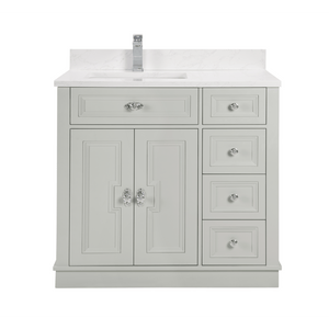 Legion Furniture WS2516-36-SS 36" SILVER STRAND FINISH SOLID WOOD SINK VANITY WITH 1" ARTIFICIAL STONE TOP