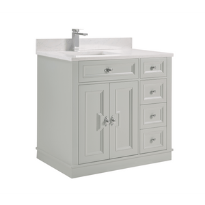 Legion Furniture WS2516-36-SS 36" SILVER STRAND FINISH SOLID WOOD SINK VANITY WITH 1" ARTIFICIAL STONE TOP