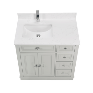 Legion Furniture WS2516-36-SS 36" SILVER STRAND FINISH SOLID WOOD SINK VANITY WITH 1" ARTIFICIAL STONE TOP