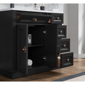 Legion Furniture WS2516-36-TB 36" TRICORN BLACK FINISH SOLID WOOD SINK VANITY  WITH 1' ARTIFICIAL STONE TOP