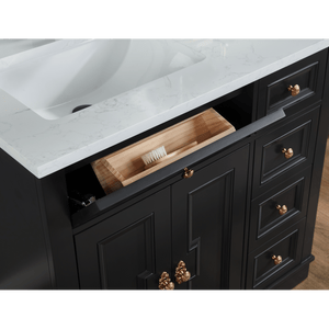 Legion Furniture WS2516-36-TB 36" TRICORN BLACK FINISH SOLID WOOD SINK VANITY  WITH 1' ARTIFICIAL STONE TOP