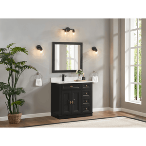 Legion Furniture WS2516-36-TB 36" TRICORN BLACK FINISH SOLID WOOD SINK VANITY  WITH 1' ARTIFICIAL STONE TOP