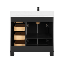 Load image into Gallery viewer, Legion Furniture WS2516-36-TB 36&quot; TRICORN BLACK FINISH SOLID WOOD SINK VANITY  WITH 1&#39; ARTIFICIAL STONE TOP
