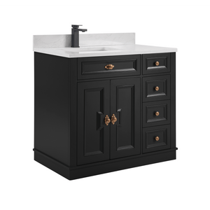 Legion Furniture WS2516-36-TB 36" TRICORN BLACK FINISH SOLID WOOD SINK VANITY  WITH 1' ARTIFICIAL STONE TOP