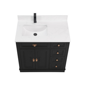 Legion Furniture WS2516-36-TB 36" TRICORN BLACK FINISH SOLID WOOD SINK VANITY  WITH 1' ARTIFICIAL STONE TOP