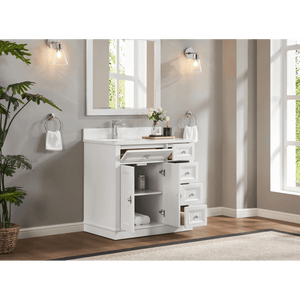 Legion Furniture WS2516-36-W 36" WHITE FINISH SOLID WOOD SINK VANITY WITH 1" ARTIFICIAL STONE TOP