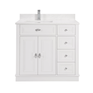 Legion Furniture WS2516-36-W 36" WHITE FINISH SOLID WOOD SINK VANITY WITH 1" ARTIFICIAL STONE TOP