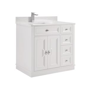 Legion Furniture WS2516-36-W 36" WHITE FINISH SOLID WOOD SINK VANITY WITH 1" ARTIFICIAL STONE TOP