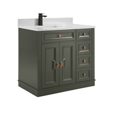 Load image into Gallery viewer, Legion Furniture WS2516-36-PG 36&quot; PEWTER GREEN FINISH SOLID WOOD SINK VANITY  WITH 1&#39; ARTIFICIAL STONE TOP