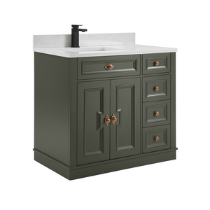 Legion Furniture WS2516-36-PG 36" PEWTER GREEN FINISH SOLID WOOD SINK VANITY  WITH 1' ARTIFICIAL STONE TOP