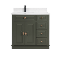 Load image into Gallery viewer, Legion Furniture WS2516-36-PG 36&quot; PEWTER GREEN FINISH SOLID WOOD SINK VANITY  WITH 1&#39; ARTIFICIAL STONE TOP