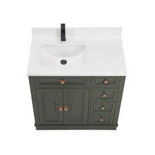 Load image into Gallery viewer, Legion Furniture WS2516-36-PG 36&quot; PEWTER GREEN FINISH SOLID WOOD SINK VANITY  WITH 1&#39; ARTIFICIAL STONE TOP