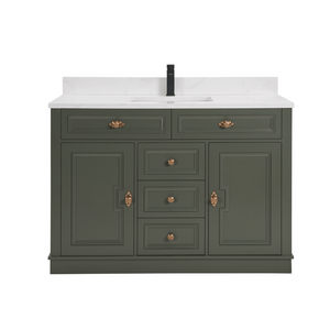 Legion Furniture WS2516-48-PG 48" PEWTER GREEN FINISH SOLID WOOD SINK VANITY  WITH 1' ARTIFICIAL STONE TOP