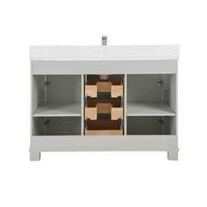 Legion Furniture WS2516-48-SS 48" SILVER STRAND FINISH SOLID WOOD SINK VANITY WITH 1" ARTIFICIAL STONE TOP