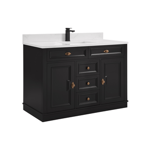 Legion Furniture WS2516-48-TB 48" TRICORN BLACK FINISH SOLID WOOD SINK VANITY  WITH 1' ARTIFICIAL STONE TOP