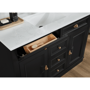 Legion Furniture WS2516-48-TB 48" TRICORN BLACK FINISH SOLID WOOD SINK VANITY  WITH 1' ARTIFICIAL STONE TOP