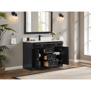 Legion Furniture WS2516-48-TB 48" TRICORN BLACK FINISH SOLID WOOD SINK VANITY  WITH 1' ARTIFICIAL STONE TOP