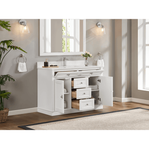 Legion Furniture WS2516-48-W 48" WHITE FINISH SOLID WOOD SINK VANITY WITH 1" ARTIFICIAL STONE TOP