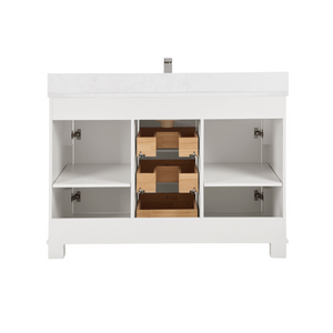 Legion Furniture WS2516-48-W 48" WHITE FINISH SOLID WOOD SINK VANITY WITH 1" ARTIFICIAL STONE TOP