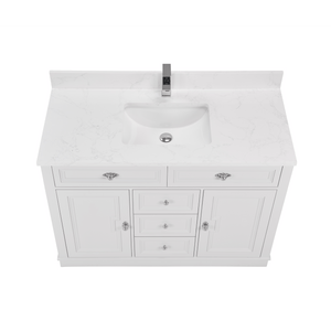 Legion Furniture WS2516-48-W 48" WHITE FINISH SOLID WOOD SINK VANITY WITH 1" ARTIFICIAL STONE TOP