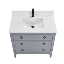 Load image into Gallery viewer, Legion Furniture WS2518-36-CD 36&quot; CADET FINISH SOLID WOOD SINK VANITY  WITH 1&#39; ARTIFICIAL STONE TOP