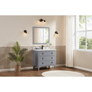 Legion Furniture WS2518-36-CD 36" CADET FINISH SOLID WOOD SINK VANITY  WITH 1' ARTIFICIAL STONE TOP